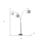 74" Silver Three Light Tree Floor Lamp With White Linen Drum Shade