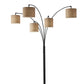 82" Bronze Five Light Tree Floor Lamp With Beige Fabric Drum Shade