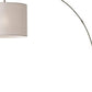 74" Brass Metal Arc Floor Lamp With Off White Linen Drum Shade