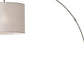 74" Brass Metal Arc Floor Lamp With Off White Linen Drum Shade