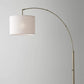 74" Brass Metal Arc Floor Lamp With Off White Linen Drum Shade