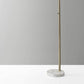 74" Brass Metal Arc Floor Lamp With Off White Linen Drum Shade