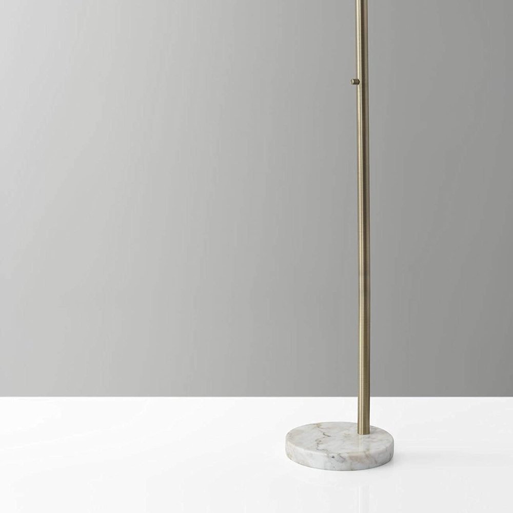 74" Silver Metal Arched Floor Lamp With Gray Linen Drum Shade