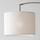 74" Brass Metal Arc Floor Lamp With Off White Linen Drum Shade