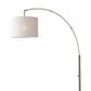 74" Brass Metal Arc Floor Lamp With Off White Linen Drum Shade