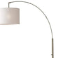 74" Brass Metal Arc Floor Lamp With Off White Linen Drum Shade