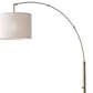 74" Silver Metal Arched Floor Lamp With Gray Linen Drum Shade