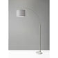 74" Brass Metal Arc Floor Lamp With Off White Linen Drum Shade