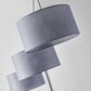 91" Silver Three Light Tree Floor Lamp With Gray Linen Drum Shade