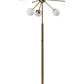 64" Brass Six Light LED Novelty Floor Lamp With White Glass Globe Shades