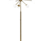 64" Brass Six Light LED Novelty Floor Lamp With White Glass Globe Shades