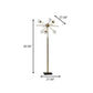 64" Brass Six Light LED Novelty Floor Lamp With White Glass Globe Shades