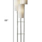 68" Silver Three Light Novelty Floor Lamp With White Linen Cylinder Shade