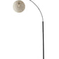 77" Antiqued Bronze Arched Floor Lamp With Groovy Beige Abstract Wicker Globe Shade