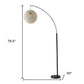 77" Antiqued Bronze Arched Floor Lamp With Groovy Beige Abstract Wicker Globe Shade