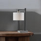 23" Gray Metal Novelty Table Lamp With White Empire Shade