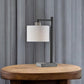 23" Gray Metal Novelty Table Lamp With White Empire Shade