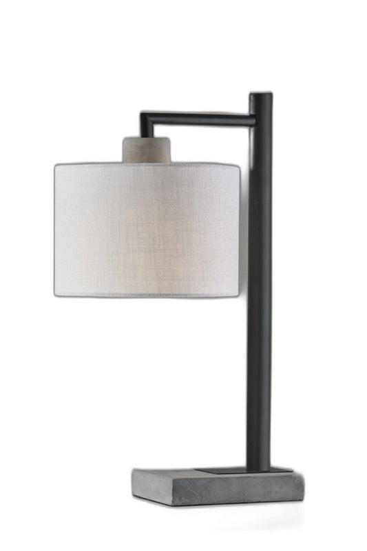 23" Gray Metal Novelty Table Lamp With White Empire Shade