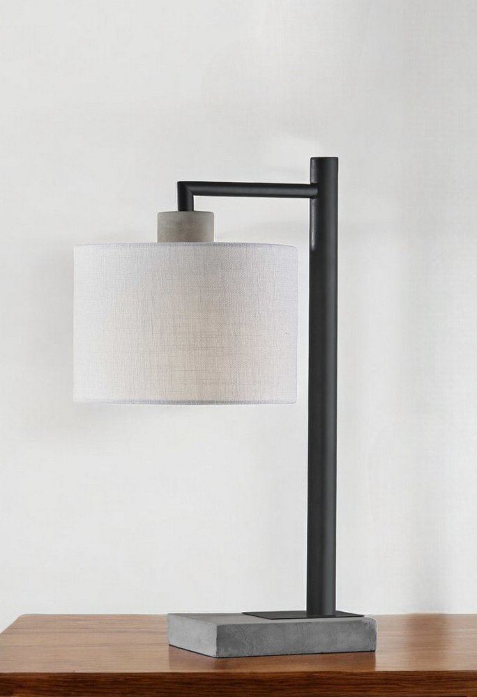 23" Gray Metal Novelty Table Lamp With White Empire Shade