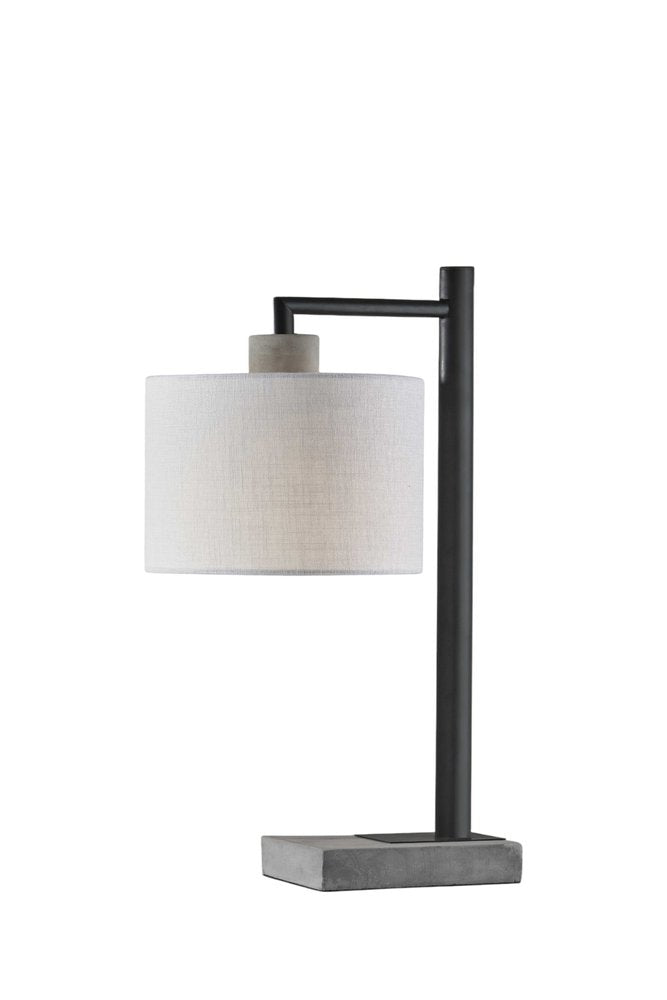 23" Gray Metal Novelty Table Lamp With White Empire Shade