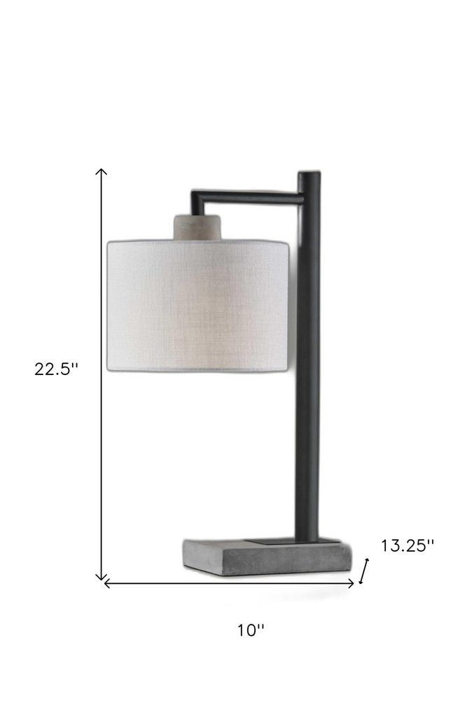 23" Gray Metal Novelty Table Lamp With White Empire Shade