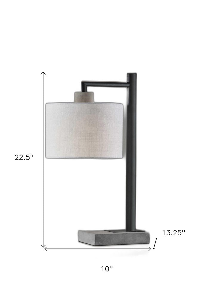 23" Gray Metal Novelty Table Lamp With White Empire Shade