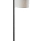 61" Grey And Black Arc Floor Lamp With White Fabric Drum Shade