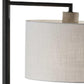 61" Grey And Black Arc Floor Lamp With White Fabric Drum Shade