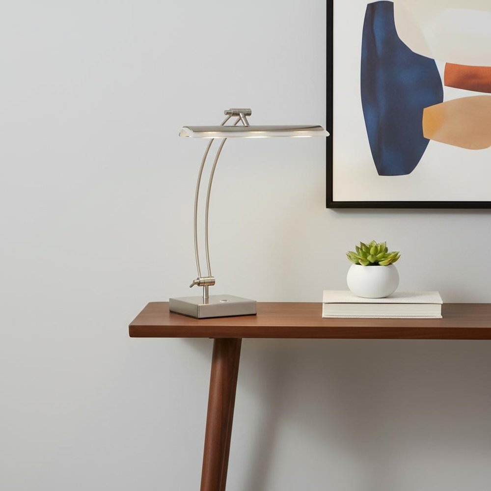 19" Silver Metal Bankers Lamp