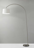 83" Silver Arc Floor Lamp With White Linen Empire Shade