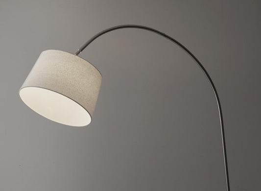 83" Silver Arc Floor Lamp With White Linen Empire Shade