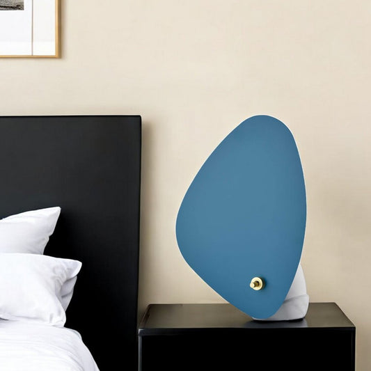 13" Gray Concrete Novelty Bedside Lamp With Aqua Novelty Shade