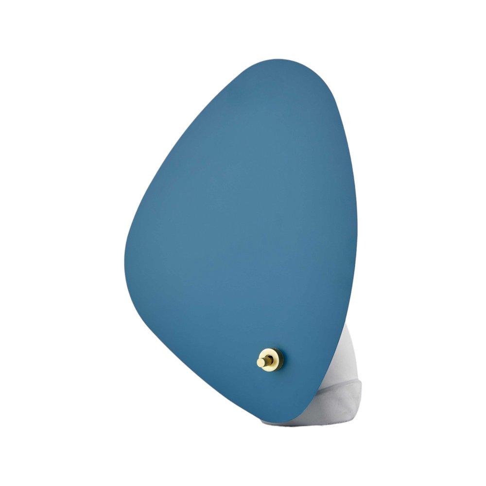 13" Gray Concrete Novelty Bedside Lamp With Aqua Novelty Shade