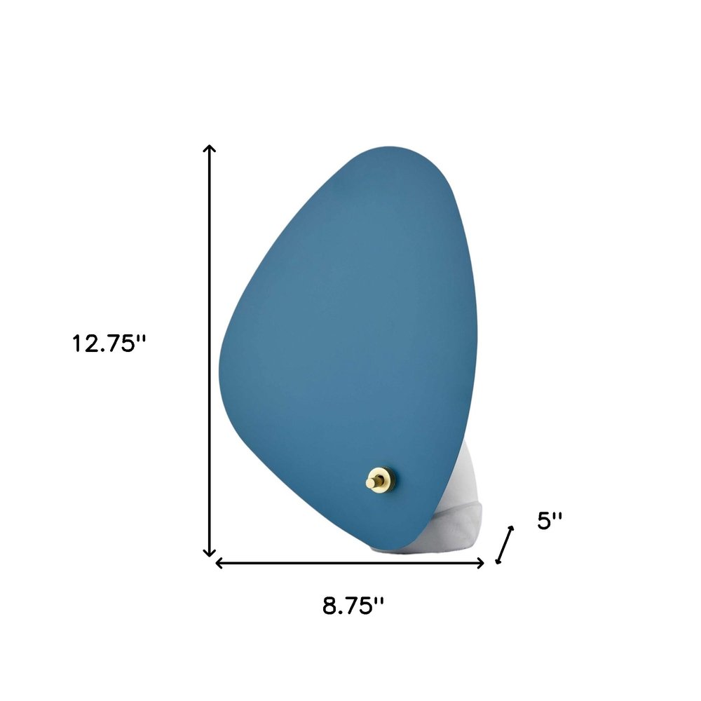 13" Gray Concrete Novelty Bedside Lamp With Aqua Novelty Shade