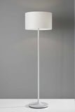 60" White Floor Lamp With White Fabric Drum Shade