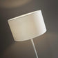 60" White Floor Lamp With White Fabric Drum Shade