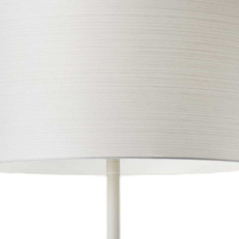 60" White Floor Lamp With White Fabric Drum Shade
