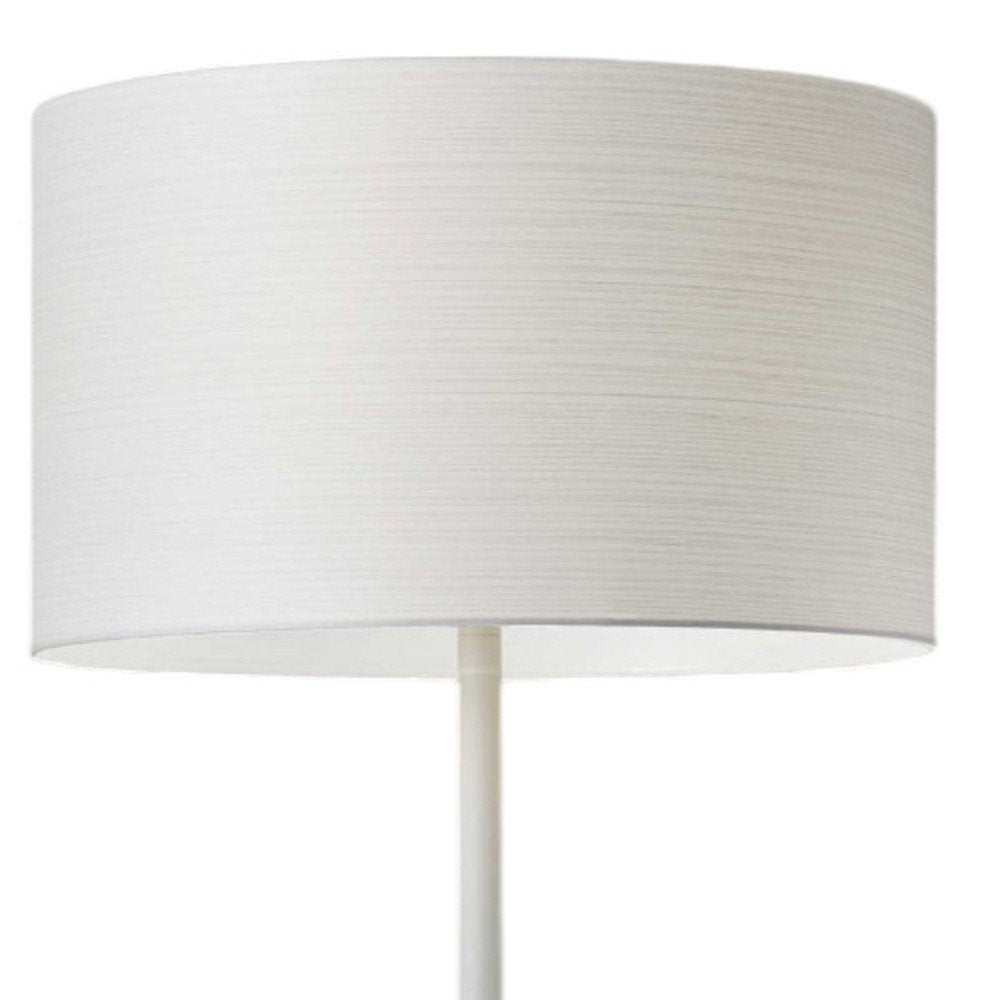 60" White Floor Lamp With White Fabric Drum Shade