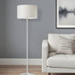 60" White Floor Lamp With White Fabric Drum Shade