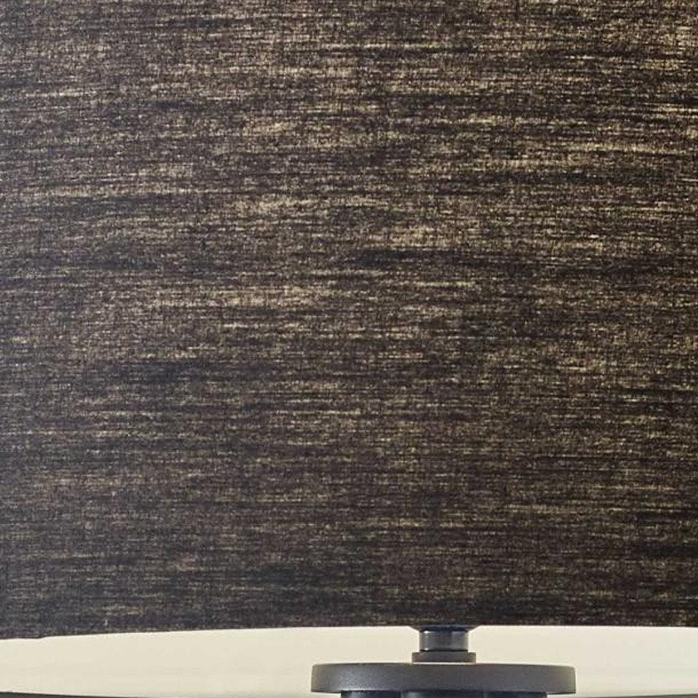 60" Black Tripod Floor Lamp With Black Fabric Drum Shade