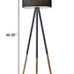 Black Metal Tripod Floor Lamp With Black Fabric Drum Shade