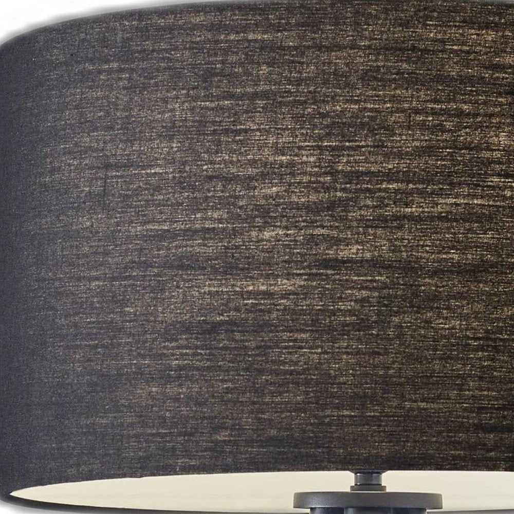 60" Black Tripod Floor Lamp With Black Fabric Drum Shade