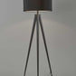 60" Brown And White Tripod Floor Lamp With White Linen Drum Shade