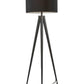 60" Brown And White Tripod Floor Lamp With White Linen Drum Shade