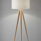 Black Metal Tripod Floor Lamp With Black Fabric Drum Shade
