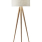 Black Metal Tripod Floor Lamp With Black Fabric Drum Shade