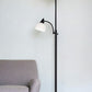 71" Two Light Torchiere Floor Lamp With White Acrylic Bowl Shades