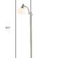 71" Two Light Torchiere Floor Lamp With White Acrylic Bowl Shades