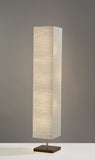 57" Brown And White Two Light Column Floor Lamp With White Paper Rectangular Shade