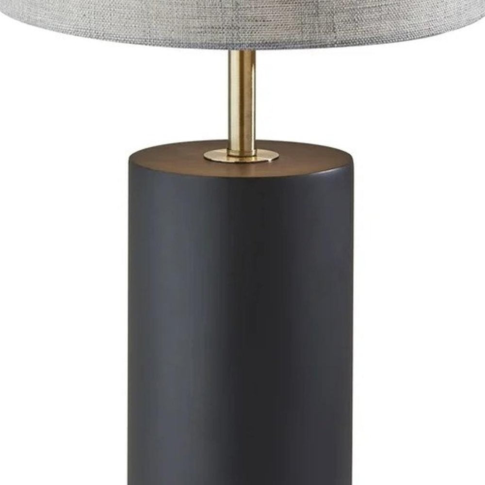 Natural Wood Circular Block Table Lamp